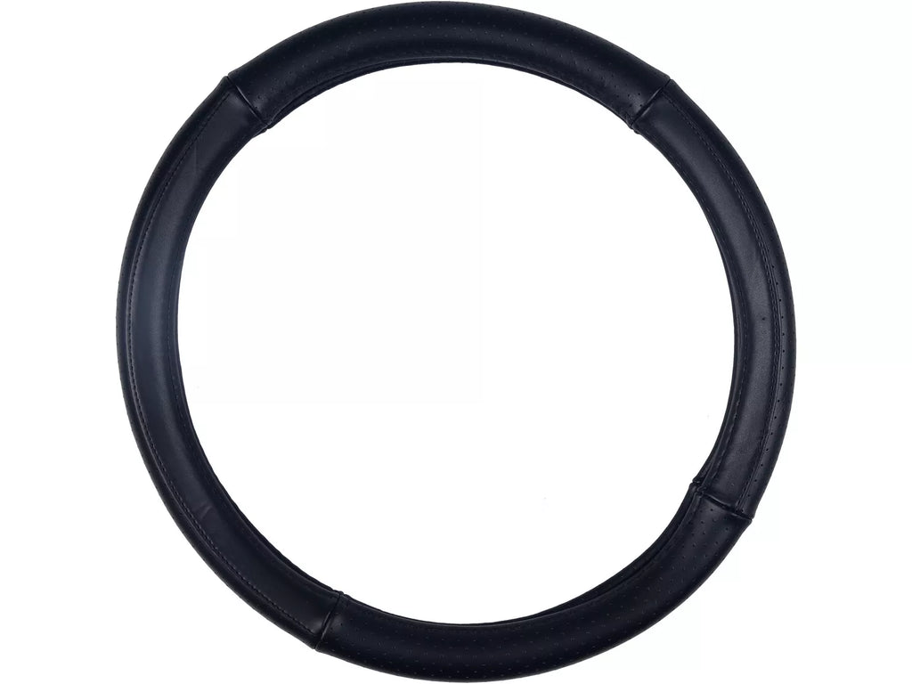 Black 100% leather steering wheel cover