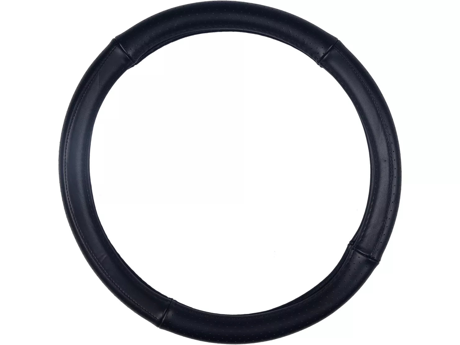 Black 100% leather steering wheel cover