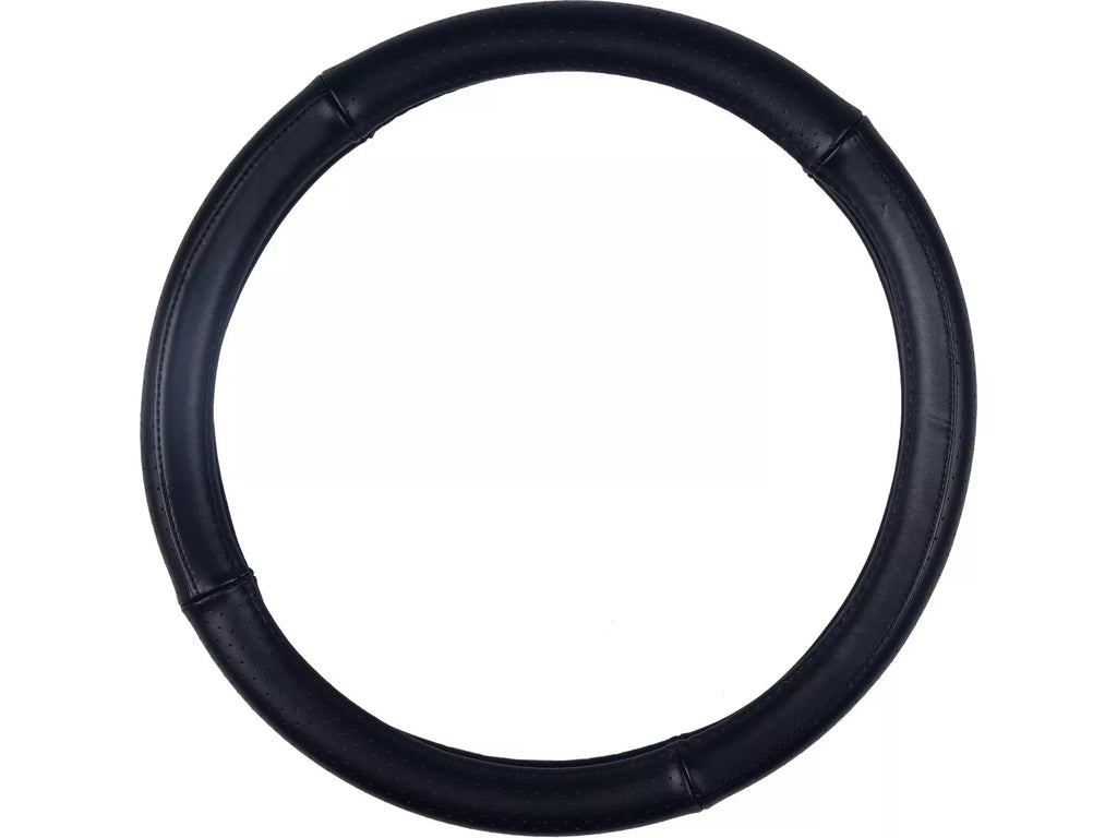 Black 100% leather steering wheel cover