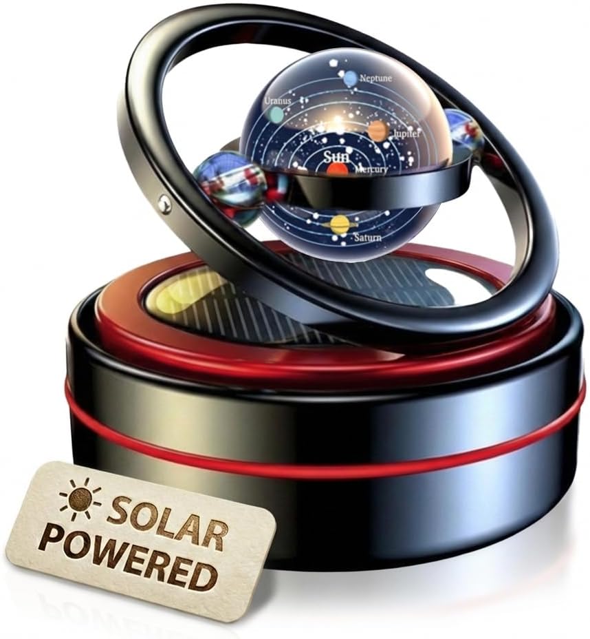 Solar Dashboard Spinner Sun Powered Kinetic Car Diffuser (Solarium Black)